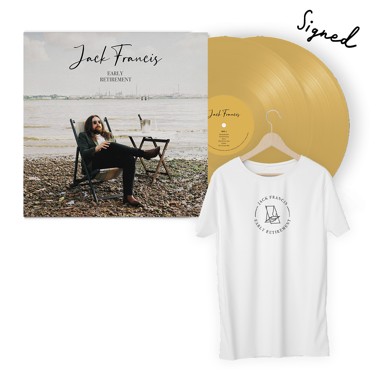 EARLY RETIREMENT SIGNED VINYL + T-SHIRT BUNDLE
