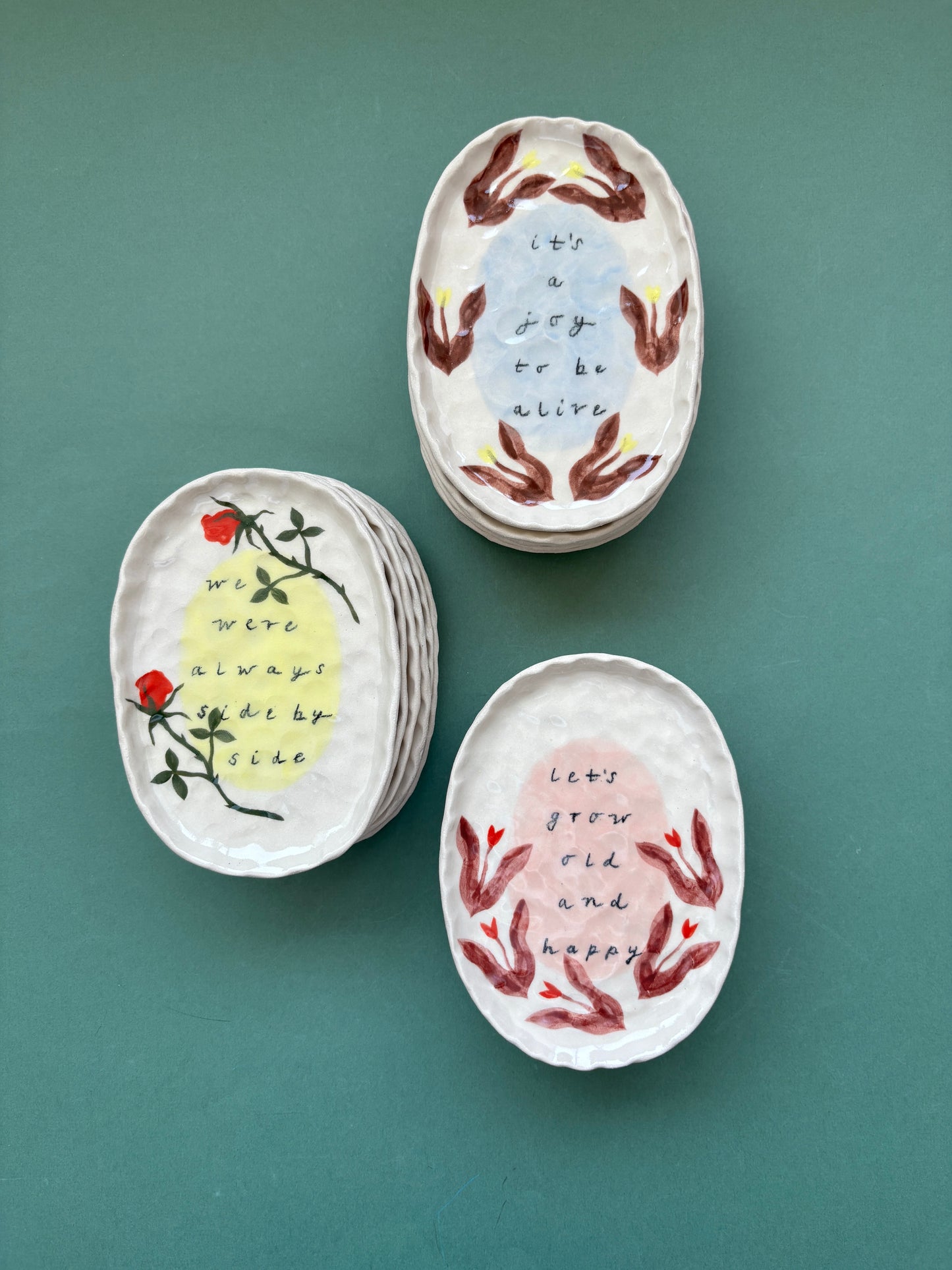 HANDMADE PLATE - ‘LET’S GROW OLD AND HAPPY'